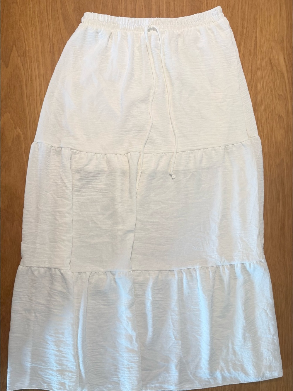 See You Monday White Tiered Drawstring Maxi Skirt